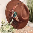  Leave Her Wild Floral Burned Hat, Floral Engraved Cowboy Hat, Sunflower Hat, Sunflower Burned Fedora, Engraved Felt Hat, Boho Hat