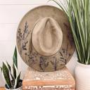  Wildflower Burned Hat, Floral Engraved Cowboy Hat, Sunflower Hat, Sunflower Burned Fedora, Engraved Suede Hat, Boho Hat, Vegan Suede