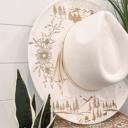  Mountain Floral Burned Hat, Mountain Engraved Cowboy Hat, Sunflower Hat, Mountain Hat, Engraved Suede Hat, Boho Hat, Take Me to the Mountain