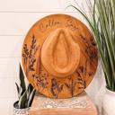  Wildflower Burned Hat, Floral Engraved Cowboy Hat, Sunflower Hat, Sunflower Burned Fedora, Engraved Suede Hat, Boho Hat, Vegan Suede