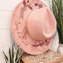  Floral Burned Hat, Floral Engraved Cowboy Hat, Sunflower Hat, Sunflower Burned Fedora, Engraved Suede Hat, Boho Hat, Vegan Suede