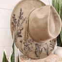  Wildflower Burned Hat, Floral Engraved Cowboy Hat, Sunflower Hat, Sunflower Burned Fedora, Engraved Suede Hat, Boho Hat, Vegan Suede