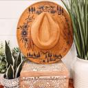  Mountain Floral Burned Hat, Mountain Engraved Cowboy Hat, Sunflower Hat, Mountain Hat, Engraved Suede Hat, Boho Hat, Take Me to the Mountain