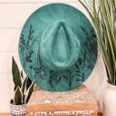  Wildflower Burned Hat, Floral Engraved Cowboy Hat, Sunflower Hat, Sunflower Burned Fedora, Engraved Suede Hat, Boho Hat, Vegan Suede