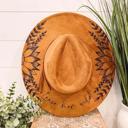  Sunflower Burned Hat, Floral Engraved Cowboy Hat, Sunflower Hat, Sunflower Burned Fedora, Engraved Suede Hat, Boho Hat, Vegan Suede