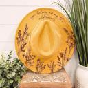  Wildflower Burned Hat, Floral Engraved Cowboy Hat, Sunflower Hat, Sunflower Burned Fedora, Engraved Suede Hat, Boho Hat, Vegan Suede