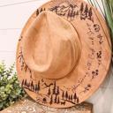  Mountain Floral Burned Hat, Mountain Engraved Cowboy Hat, Sunflower Hat, Mountain Hat, Engraved Suede Hat, Boho Hat, Take Me to the Mountain