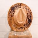  Floral Burned Cowboy Hat, Floral Engraved Cowboy Hat, Sunflower Hat, Sunflower Burned Fedora, Engraved Suede Hat, Boho Hat, Vegan Suede