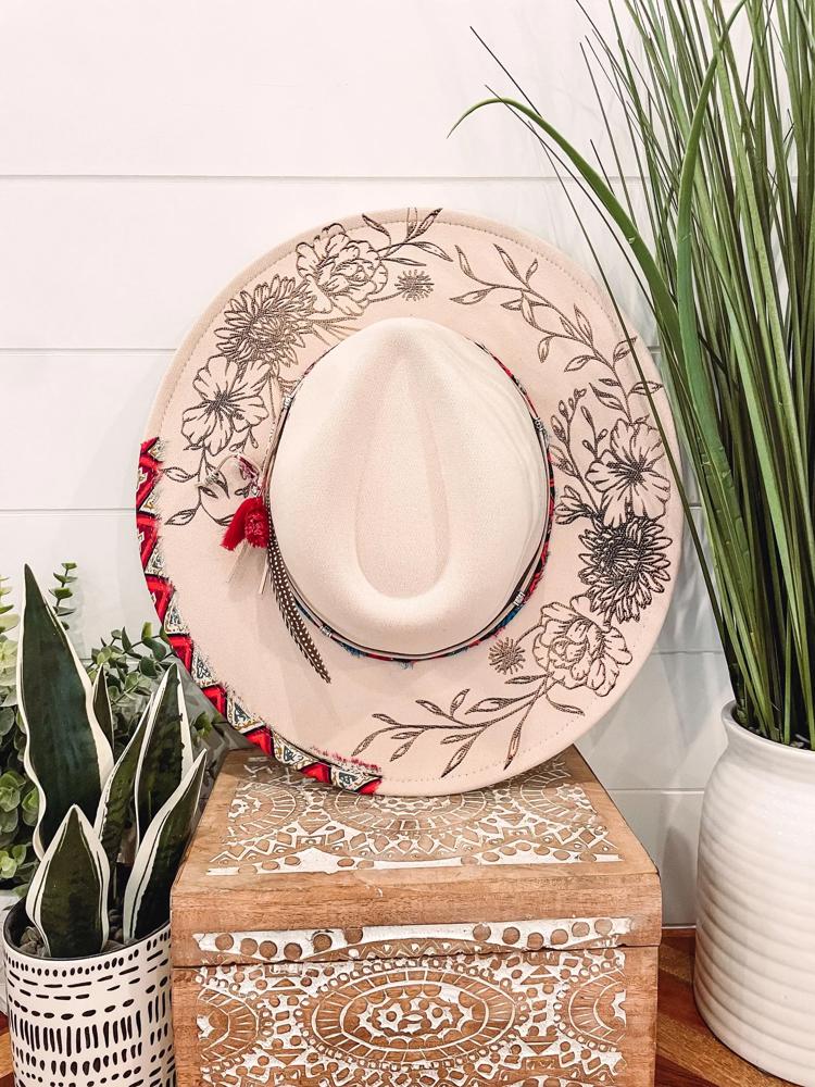 She's a Wildflower Floral Burned Hat, Floral Engraved Cowboy Hat, Sunflower Hat, She's a Wildflower Burned Fedora, Engraved Fedora, Engraved Felt Hat, Boho Hat