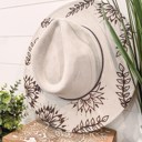  Sunflower Starburst Burned Hat, Floral Engraved Cowboy Hat, Sunflower Hat, Sunflower Burned Fedora, Engraved Suede Hat, Boho Hat, Vegan Suede