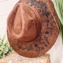  Floral Burned Hat, Floral Engraved Cowboy Hat, Sunflower Hat, Sunflower Burned Fedora, Engraved Suede Hat, Boho Hat, Vegan Suede