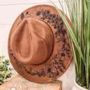  Floral Butterfly Burned Hat, Floral Engraved Cowboy Hat, Sunflower Hat, Sunflower Burned Fedora, Engraved Suede Hat, Boho Hat, Vegan Suede