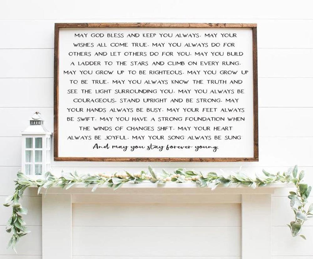 Forever Young Wooden Sign, Bob Dylan Quote, Inspirational Quote, Housewarming Present, Rustic Chic Decor Wooden Quote Sign, Song Lyrics Sign