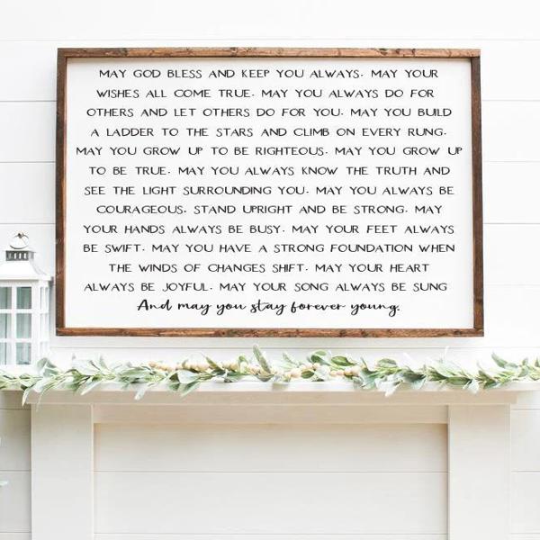 Forever Young Wooden Sign, Bob Dylan Quote, Inspirational Quote, Housewarming Present, Rustic Chic Decor Wooden Quote Sign, Song Lyrics Sign