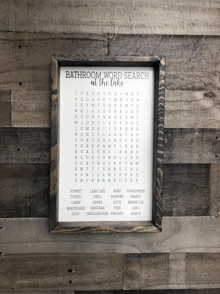 Lake Bathroom Word Search Wooden Sign, Bathroom Decor, Lake Wooden Sign, Funny Bathroom Signs, Cabin Sign, Housewarming Present