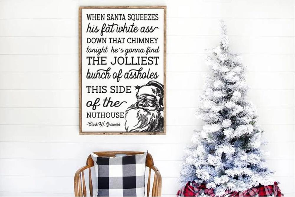 Christmas Vacation Sign, Christmas Sign, Funny Christmas decor, Home of the Jolliest Bunch of Assholes Sign