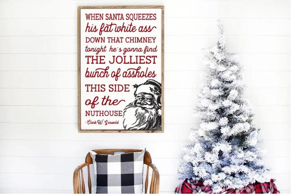 Christmas Vacation Sign, Christmas Sign, Funny Christmas decor, Home of the Jolliest Bunch of Assholes Sign