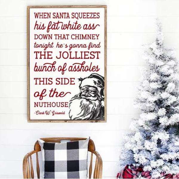 Christmas Vacation Sign, Christmas Sign, Funny Christmas decor, Home of the Jolliest Bunch of Assholes Sign