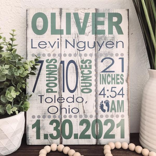 Baby Stats Wood Sign, Birth Announcement Sign, Baby Wooden Sign, Birth Sign, Baby Birth Wooden Sign, Baby Gift, Baptism Gift,