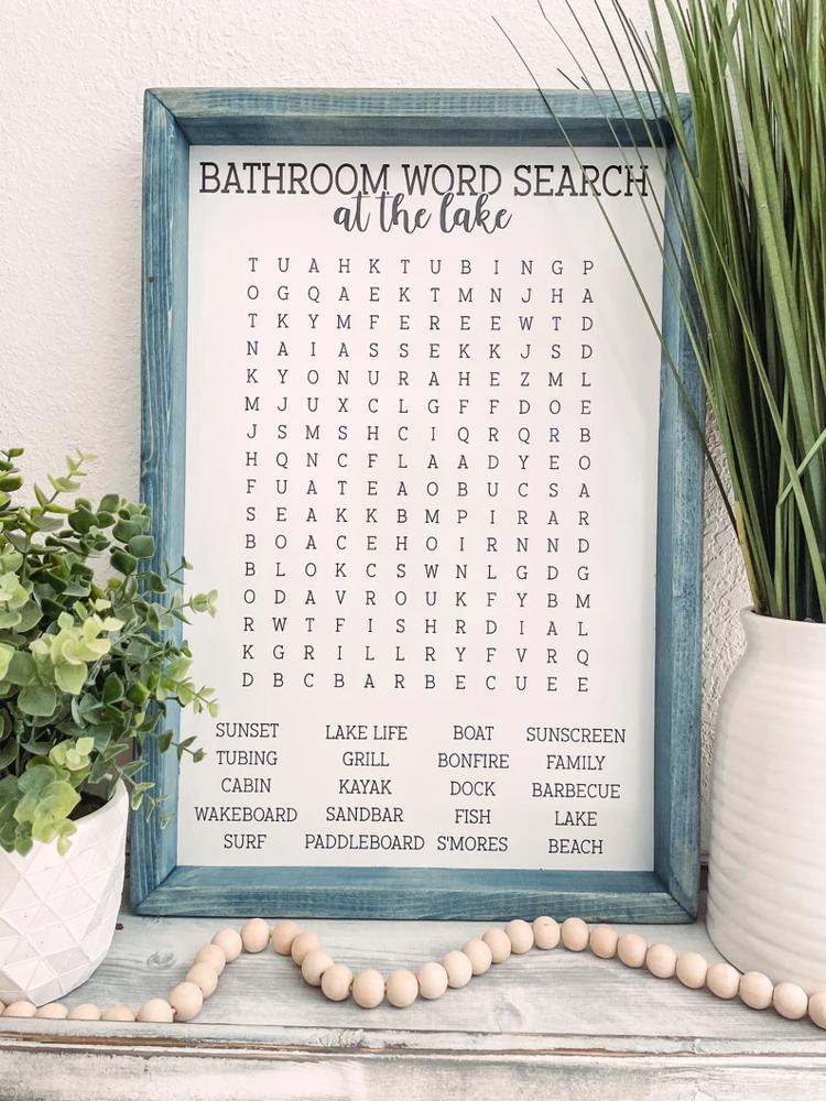 Lake Bathroom Word Search Wooden Sign, Bathroom Decor, Lake Wooden Sign, Funny Bathroom Signs, Cabin Sign, Housewarming Present