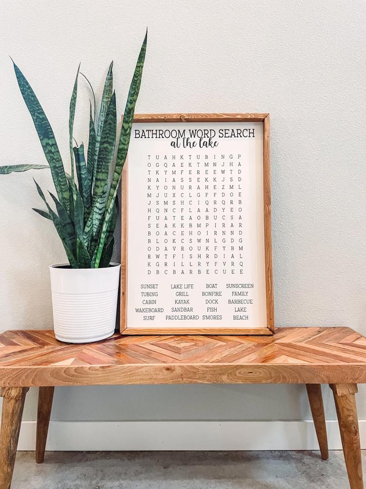 Lake Bathroom Word Search Wooden Sign, Bathroom Decor, Lake Wooden Sign, Funny Bathroom Signs, Cabin Sign, Housewarming Present