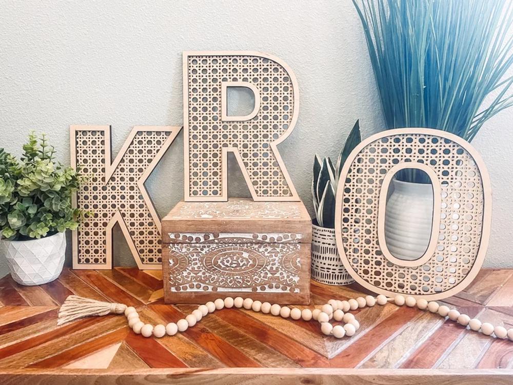 Rattan Letter, Rattan Initial, Rattan Nursery Decor, Boho Decor, Cane Letter, Cane Initial, Cane Weave Letter, Boho Wedding Decor, Wicker