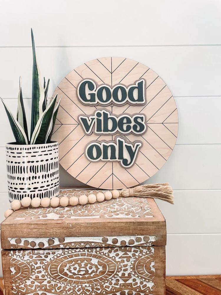 3D Good Vibes Only Sign, Laser Cut Nursery Sign, Good Vibes Only Baby Room Sign, Boho Floral Decor, Baby Shower Decor, Boho Shower Gift