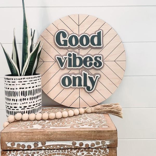 3D Good Vibes Only Sign, Laser Cut Nursery Sign, Good Vibes Only Baby Room Sign, Boho Floral Decor, Baby Shower Decor, Boho Shower Gift