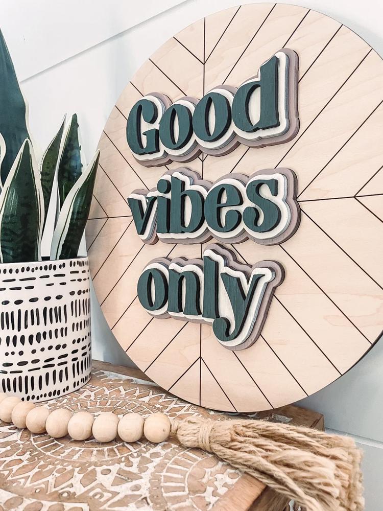 3D Good Vibes Only Sign, Laser Cut Nursery Sign, Good Vibes Only Baby Room Sign, Boho Floral Decor, Baby Shower Decor, Boho Shower Gift