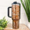  Tooled Leather Western Stanley 40oz Tumbler, Engraved Travel Mug, Engraved Tumbler, Cowgirl Gift, Country Girl Tumbler, Birthday, Nashville Bach