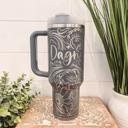  Tooled Leather Western Stanley 40oz Tumbler, Engraved Travel Mug, Engraved Tumbler, Cowgirl Gift, Country Girl Tumbler, Birthday, Nashville Bach