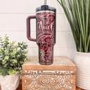  Tooled Leather Western Stanley 40oz Tumbler, Engraved Travel Mug, Engraved Tumbler, Cowgirl Gift, Country Girl Tumbler, Birthday, Nashville Bach