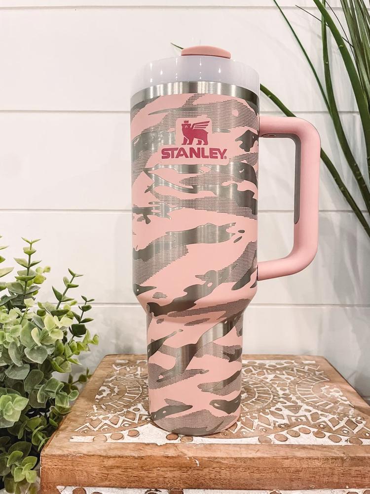 Camouflage Stanley 40oz Tumbler, Camo Travel Mug, Camo Engraved Stanley, Engraved Camo Cup, Camo Tumbler, Travel Mug with handle, Military Tumbler