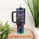  Northern Lights Stanley, Engraved Stanley Tumbler, Mountain Stanley, Full Wrap, Travel Mug, Engraved Stanley Cup