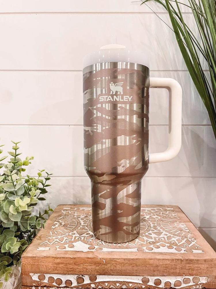 Camouflage Stanley 40oz Tumbler, Camo Travel Mug, Camo Engraved Stanley, Engraved Camo Cup, Camo Tumbler, Travel Mug with handle, Military Tumbler