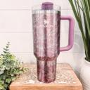  Peony Stanley Tumbler 40oz, Floral Stanley Travel Mug, Engraved Stanley Tumbler, Floral Engraved Tumbler, Full Wrap Cup, Travel Mug with handle, Peony Mug