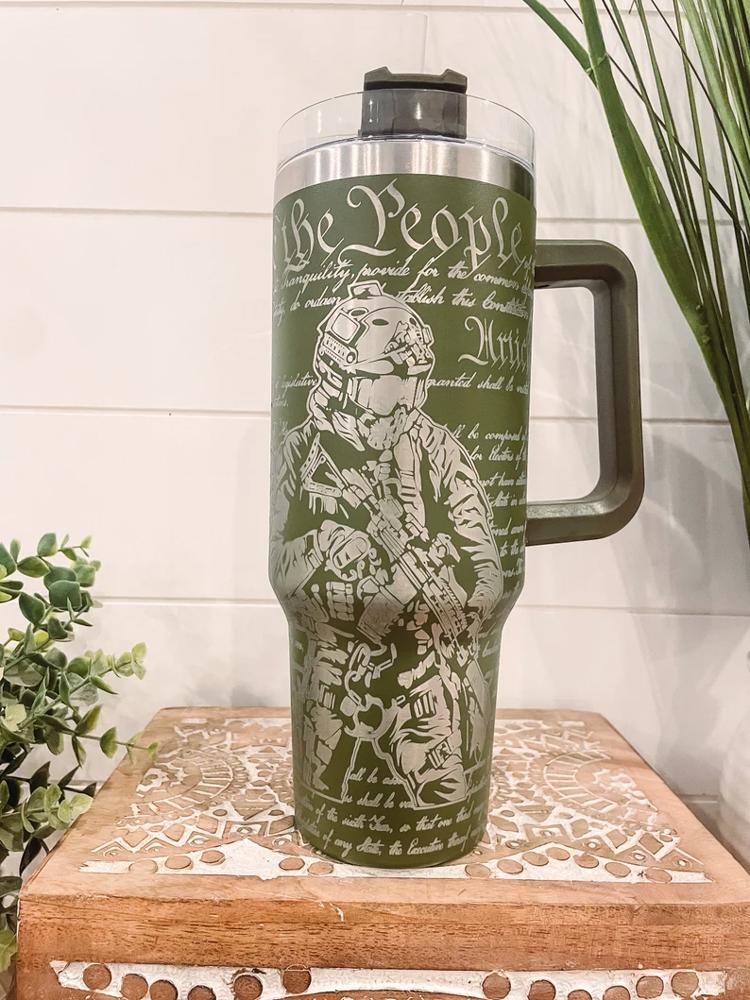 We The People Military 40oz Tumbler, Military Gift, Military Mug, Engraved Tumbler, Engraved cup, Patriotic Tumbler, The Constitution