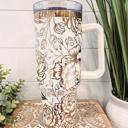  Peony Tumbler, Peony Travel Mug, Engraved Tumbler, Engraved Mug, Floral Tumbler, Full Wrap Tumbler, Copper and Cream Cup, Peony Flower