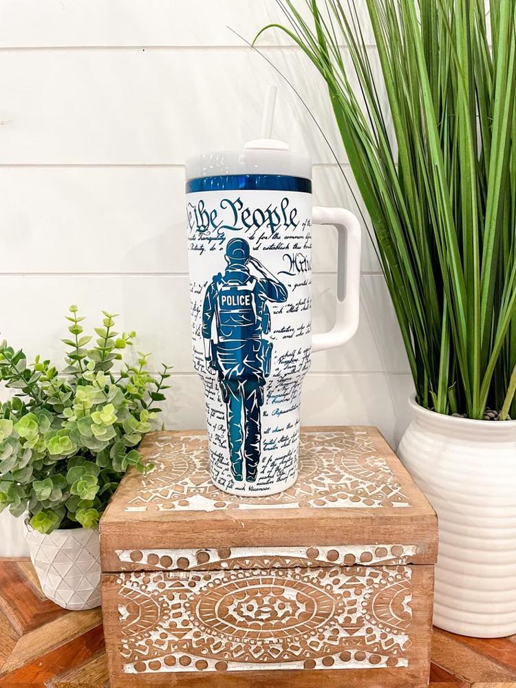 We The People Police 40oz Tumbler, Policeman Gift, Police Mug, Engraved Police Tumbler, Gift for Police, Patriotic Tumbler