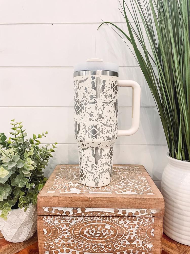 Paint Splatter Western 40oz Tumbler, Travel Mug, Engraved Tumbler, Cowgirl Engraved Mug, Cowboy Mug, Highland Cow Tumbler, Nashville Bachelorette Party