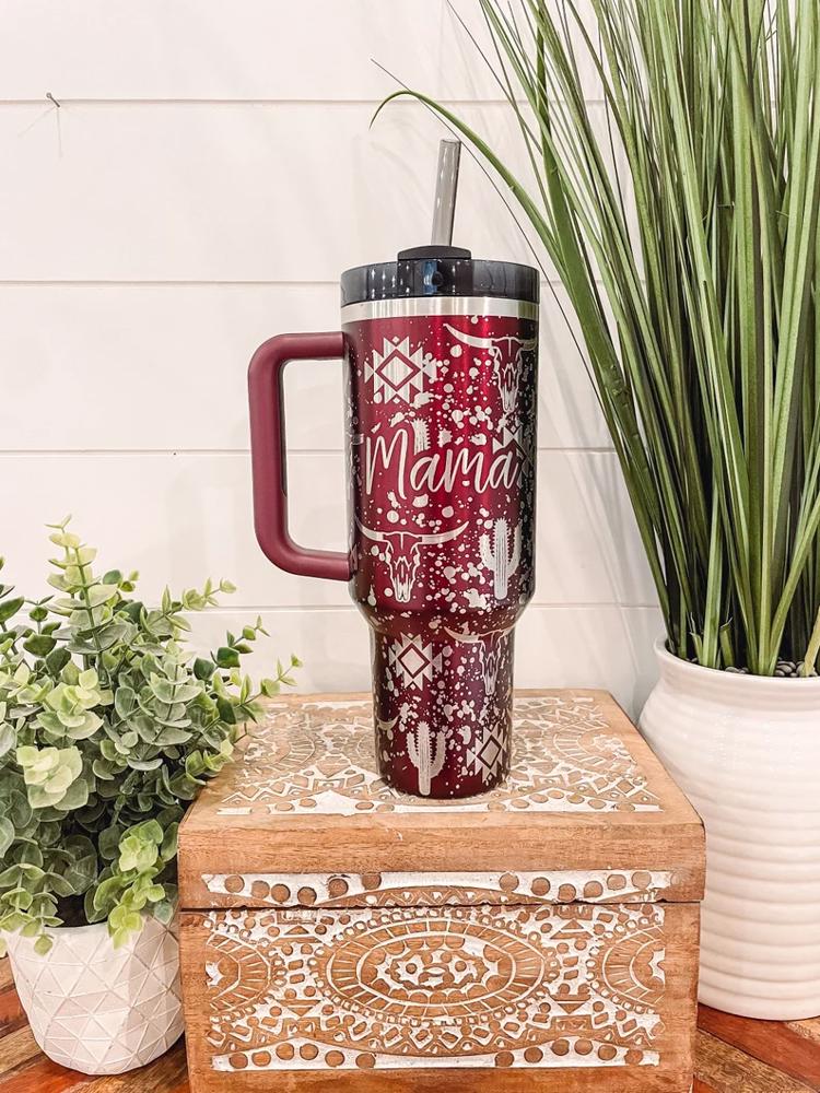 Paint Splatter Western Stanley Tumbler 40oz, Engraved Travel Mug, Engraved Stanley Tumbler, Cowgirl Engraved Mug, Cowboy Mug, Highland Cow Stanley Tumbler, Nashville Bachelorette Party