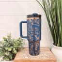  Peony Tumbler 40oz, Peony Travel Mug, Engraved Tumbler, Engraved Mug, Floral Tumbler, Full Wrap Tumbler, Copper and Cream Cup, Peony Flower