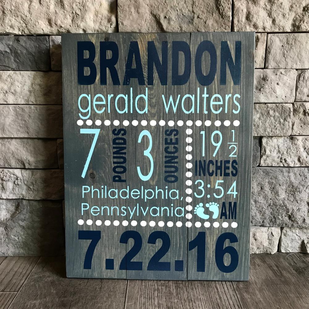 Baby Stats Wood Sign, Birth Announcement Sign, Baby Wooden Sign, Birth Sign, Baby Birth Wooden Sign, Baby Gift, Baptism Gift,