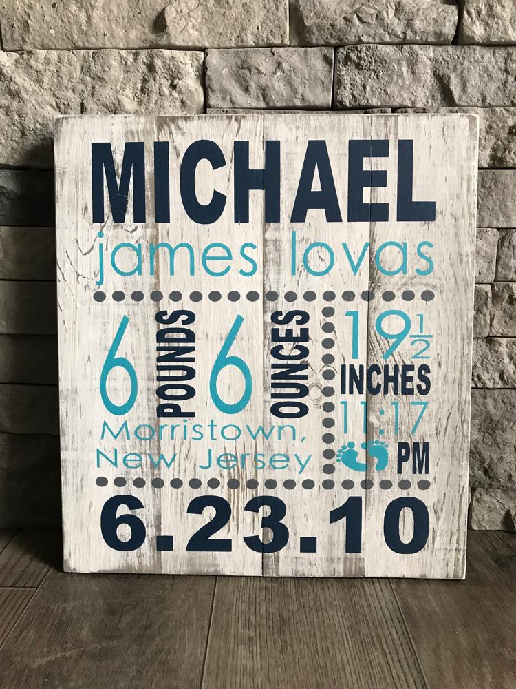 Baby Stats Wood Sign, Birth Announcement Sign, Baby Wooden Sign, Birth Sign, Baby Birth Wooden Sign, Baby Gift, Baptism Gift,