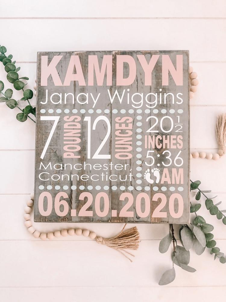 Baby Stats Wood Sign, Birth Announcement Sign, Baby Wooden Sign, Birth Sign, Baby Birth Wooden Sign, Baby Gift, Baptism Gift,