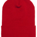 Red Red Customized Leatherette Patch Beanie