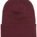 Maroon Purple Customized Leatherette Patch Beanie