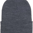 Dark Gray Gray Customized Leatherette Patch Beanie