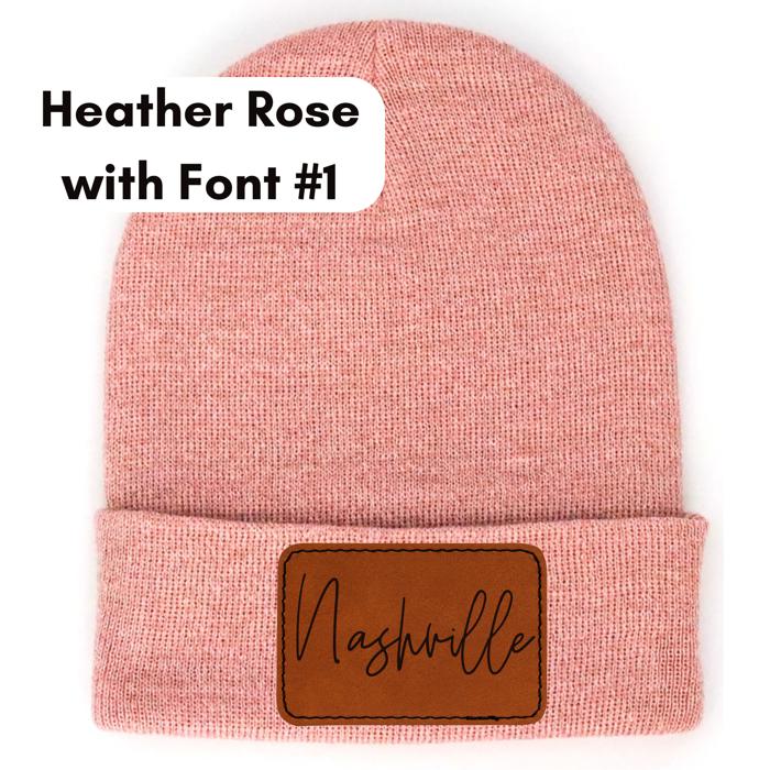 Customized Leatherette Patch Beanie