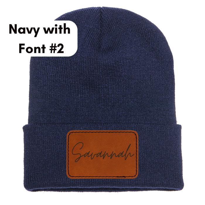 Customized Leatherette Patch Beanie